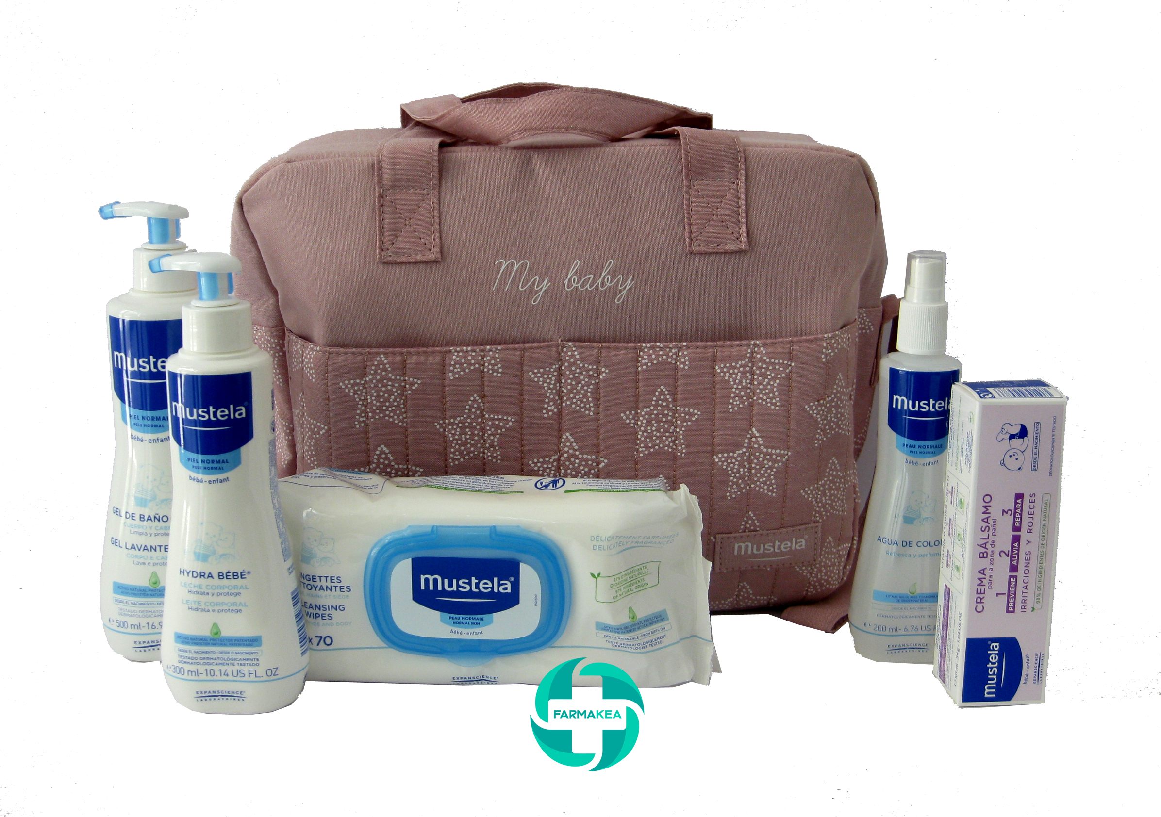 Mustela Bolsa Mis Primeros Productos: Hidratación, Aseo y Baño Color Rosa