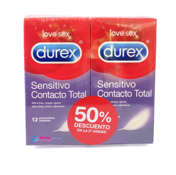 PRESERVATIVOS DUREX SENSITIVO CONTACTO TOTAL DUPLO 2X12 UND