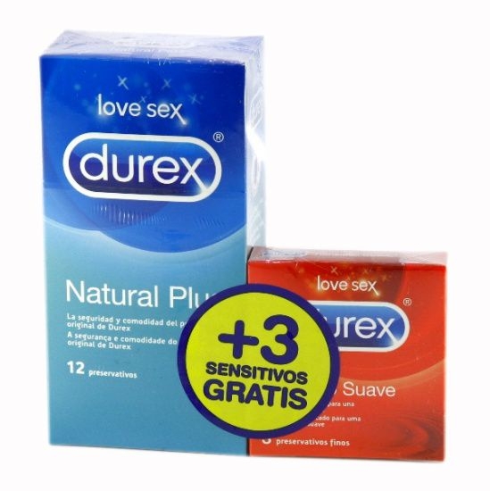 PRESERVATIVOS DUREX NATURAL PLUS 12 UND+ 3 SENSITIVO