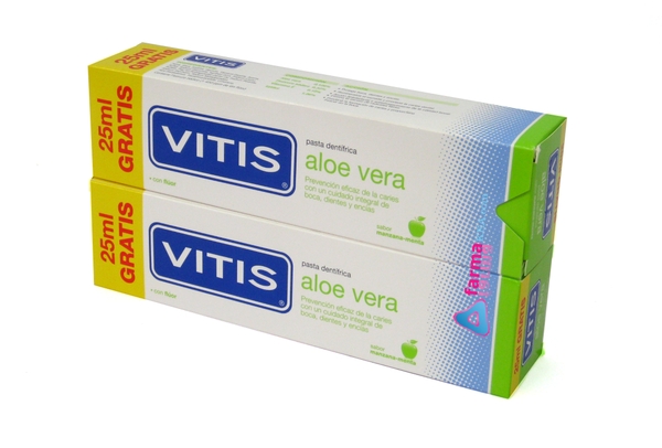 PASTA DENTAL VITIS ALOE VERA SABOR MANZANA MENTA DUPLO 2X125ML 